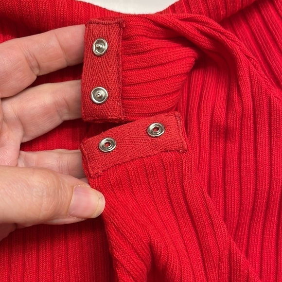Mara Hoffman Square Neck Percy Red Ribbed Bodysuit 2X - Picture 5 of 8